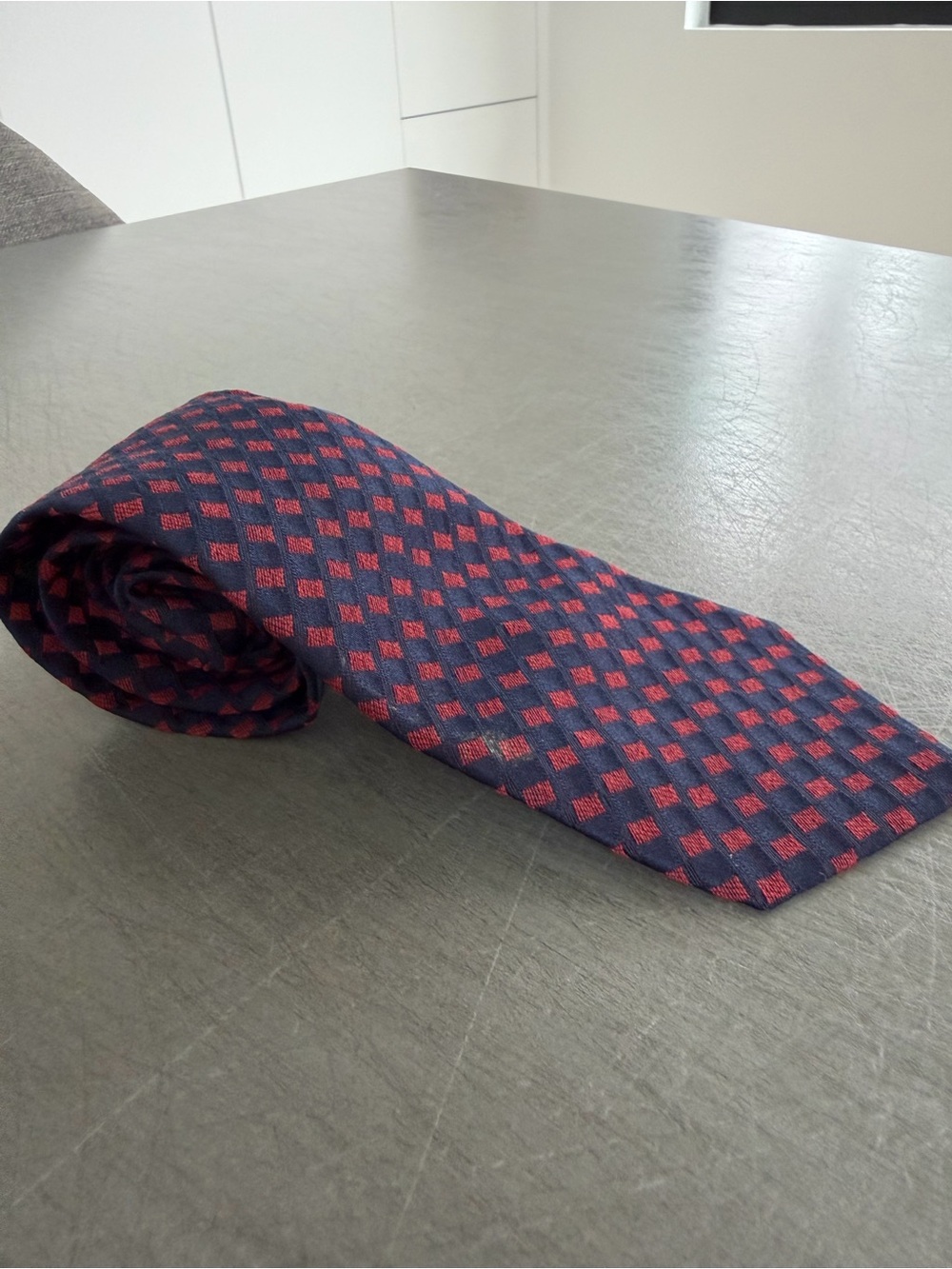 Giorgio Armani Navy and Red Check Silk Tie